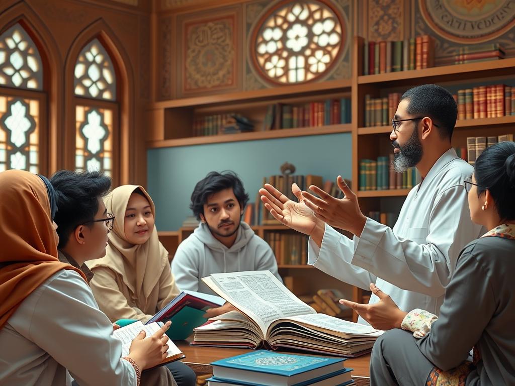 Al-Kareem: The Divine Meaning and Its Transformative Benefits Teacher sharing knowledge with students in an Islamic setting