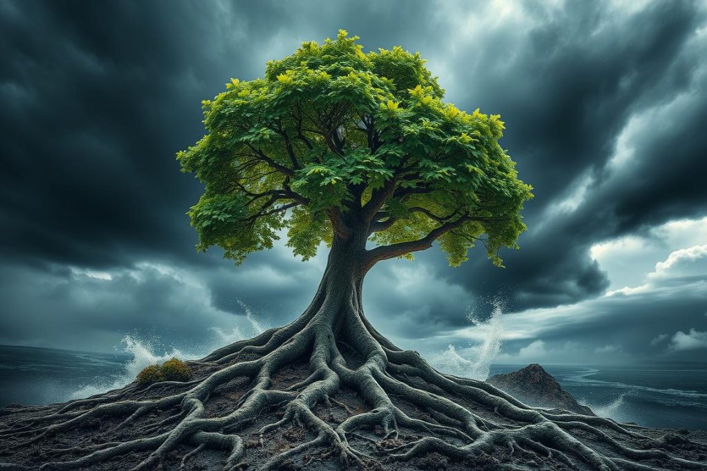 The Meaning and Benefits of AL-QAWIYY: A Comprehensive Guide Tree standing strong against storm
