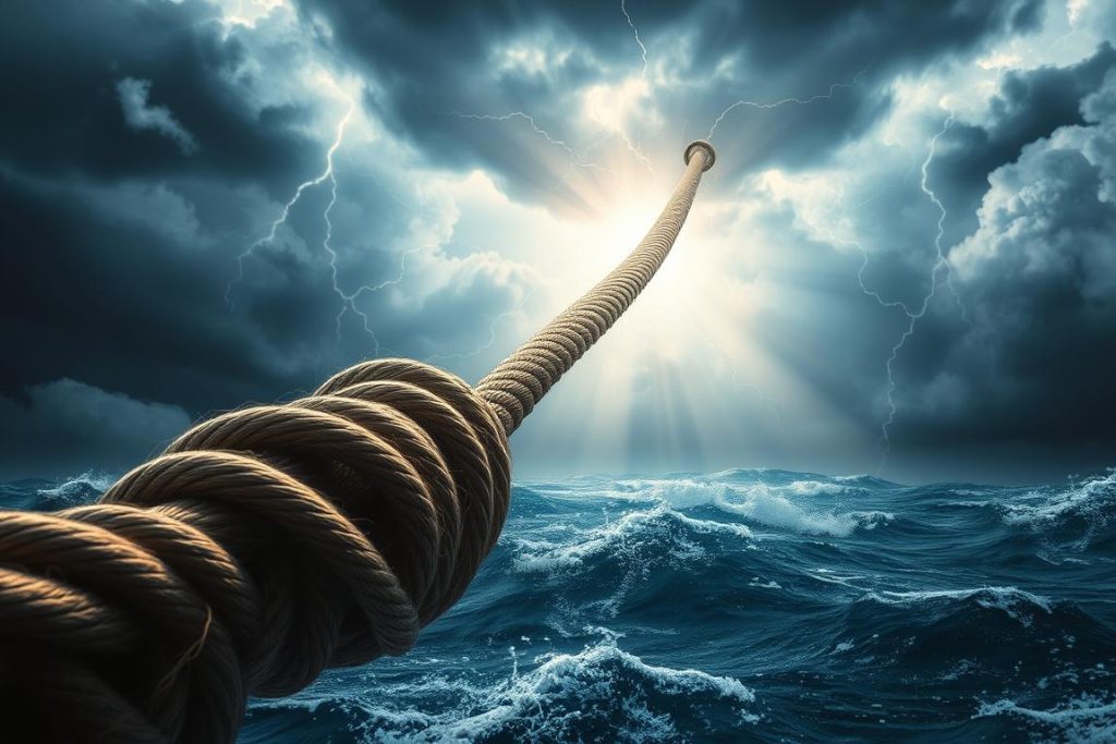 Understanding AL-MATEEN: Meaning, Significance, and Key Benefits Visual representation of AL-MATEEN concept showing a strong, unbreakable rope against natural elements