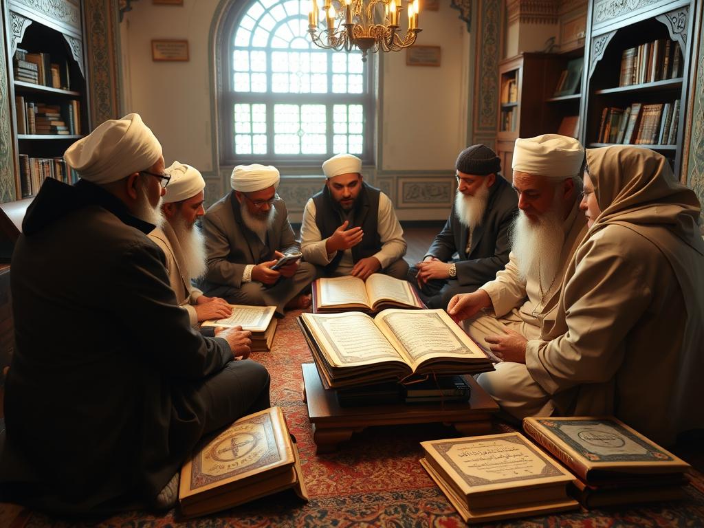 الباعث (Al-Ba'ith): معنى وفوائد فهم اسم الله الباعث علماء مسلمون يناقشون معاني أسماء الله الحسنى