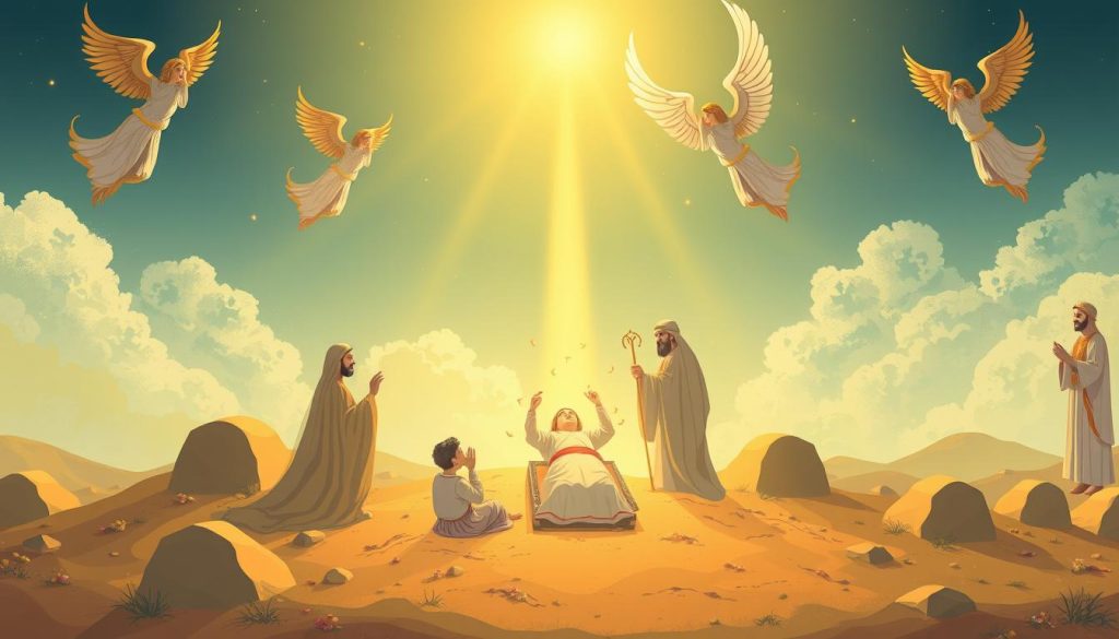 الباعث (Al-Ba'ith): معنى وفوائد فهم اسم الله الباعث مشهد يصور البعث والقيامة بأسلوب إسلامي