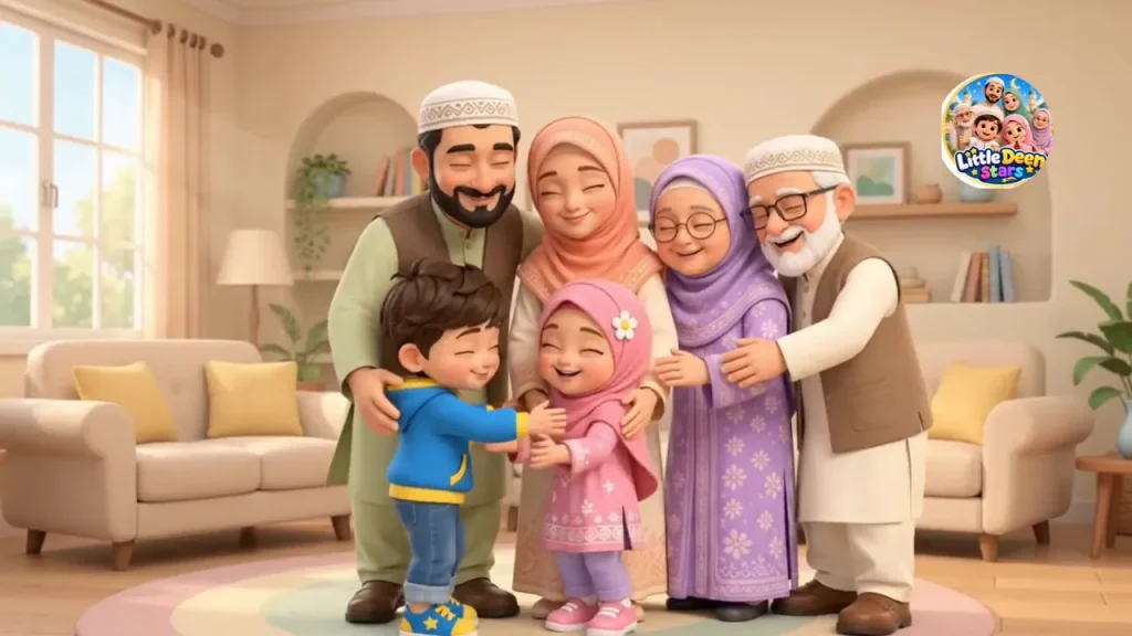 The whole Little Deen Stars family sharing a big group hug in their living room